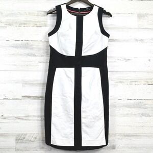 Willi Smith Black & White Colorblock Sleeveless Sheath Pencil Dress Career Sz 8